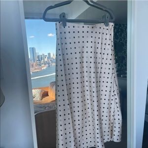 J. Crew White Polka Dot Midi Skirt